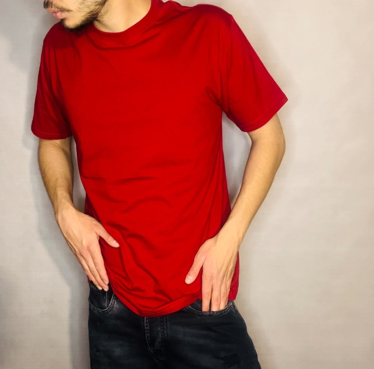 تیشرت پنبه بیسیک آستین کوتاه _ قرمز