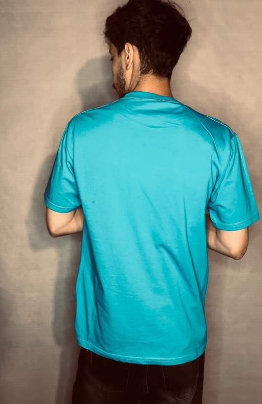 تیشرت پنبه بیسیک آستین کوتاه _ آبی