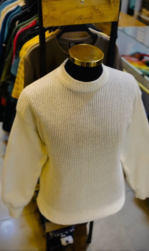 بافت یقه گرد ساده _ سفید