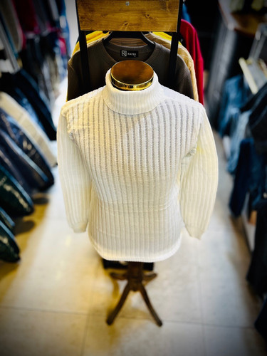 بافت یقه اسکی اندامی _ سفید