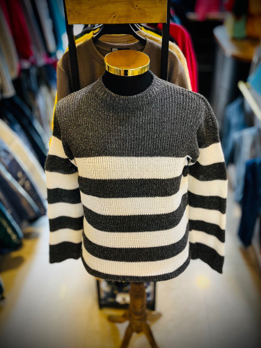 بافت یقه گرد رینگی _ طوسی تیره