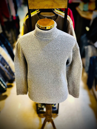 بافت یقه اسکی ساده _ طوسی روشن