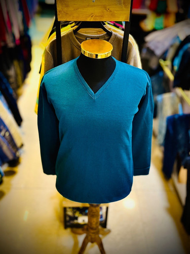 بافت یقه هفت ساده _ آبی