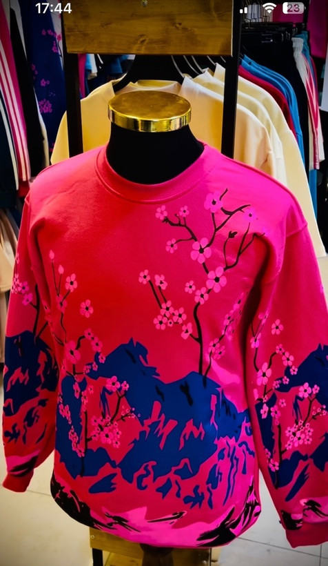 دورس تمام پنبه سه نخ داخل کرکی مدل شکوفه ژاپی _ صورتی