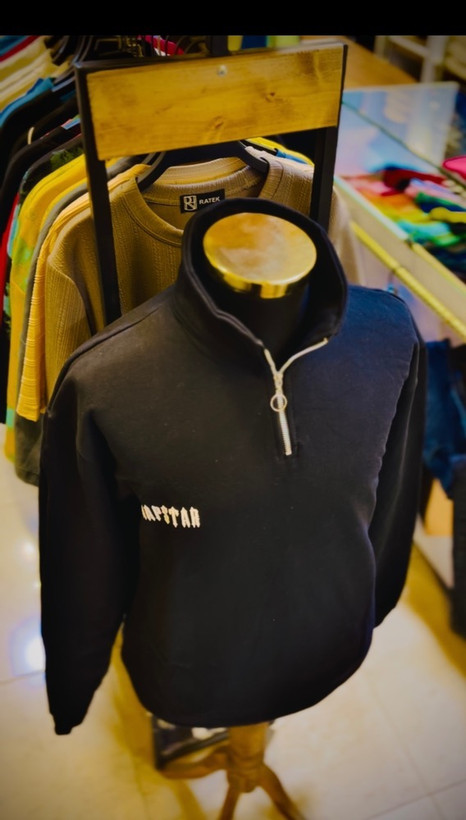 دورس تمام پنبه سه نخ داخل کرکی نیم زیپ مدل ترپ استار _ مشکی