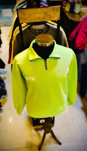 دورس تمام پنبه سه نخ داخل کرکی نیم زیپ مدل ترپ استار _ سبز