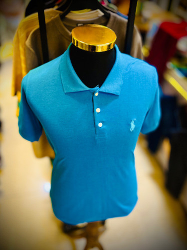 تیشرت یقه دار آستین کوتاه مدل جودون _ آبی