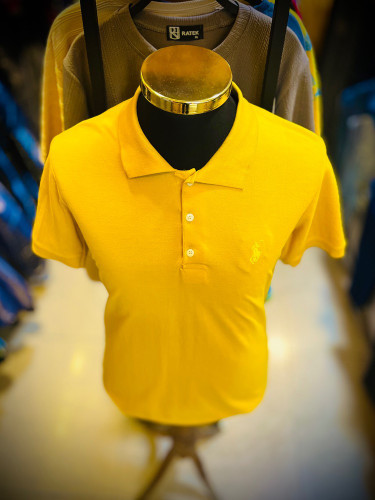 تیشرت یقه دار آستین کوتاه مدل جودون _ زرد