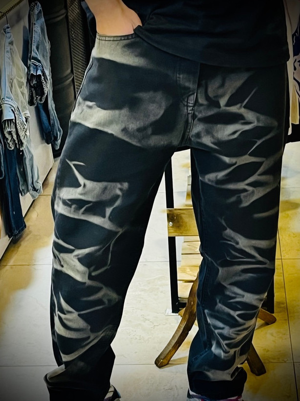 شلوار جین بگ استایل مدل شست کثیف _ مشکی