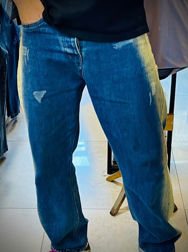 شلوار جین بگ استایل مدل بغل رادو _ آبی نرمال