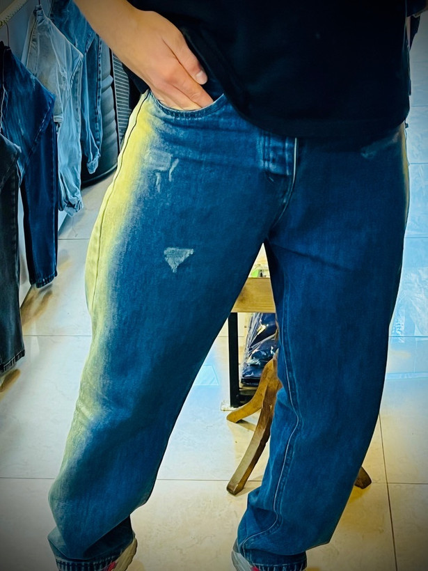 شلوار جین بگ استایل مدل بغل رادو _ آبی نرمال