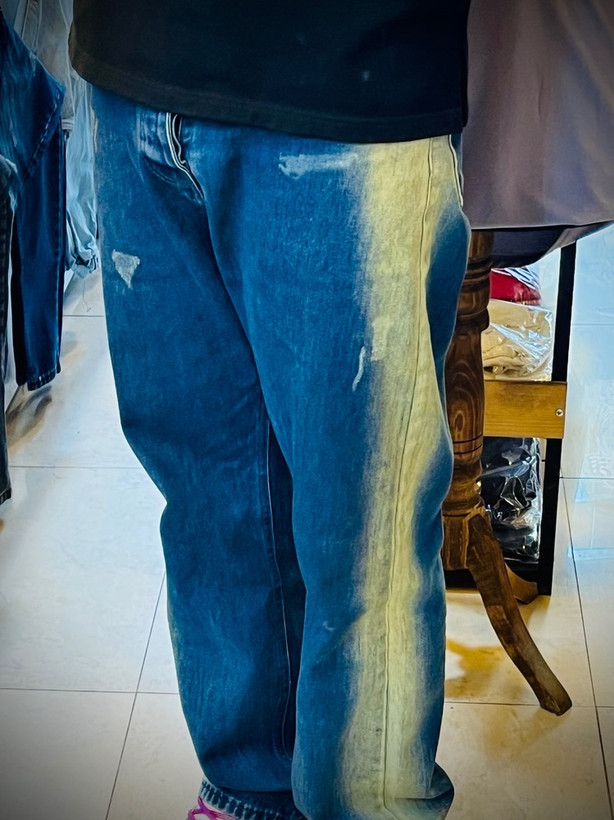 شلوار جین بگ استایل مدل بغل رادو _ آبی نرمال