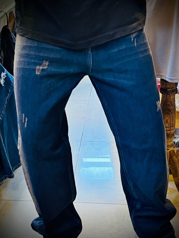 شلوار جین بگ استایل مدل بغل رادو _ آبی تیره