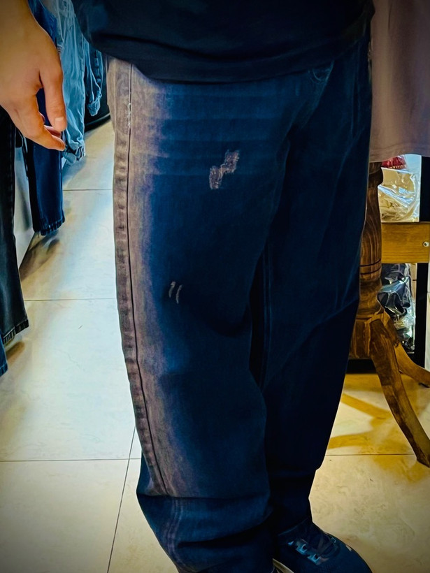 شلوار جین بگ استایل مدل بغل رادو _ آبی تیره