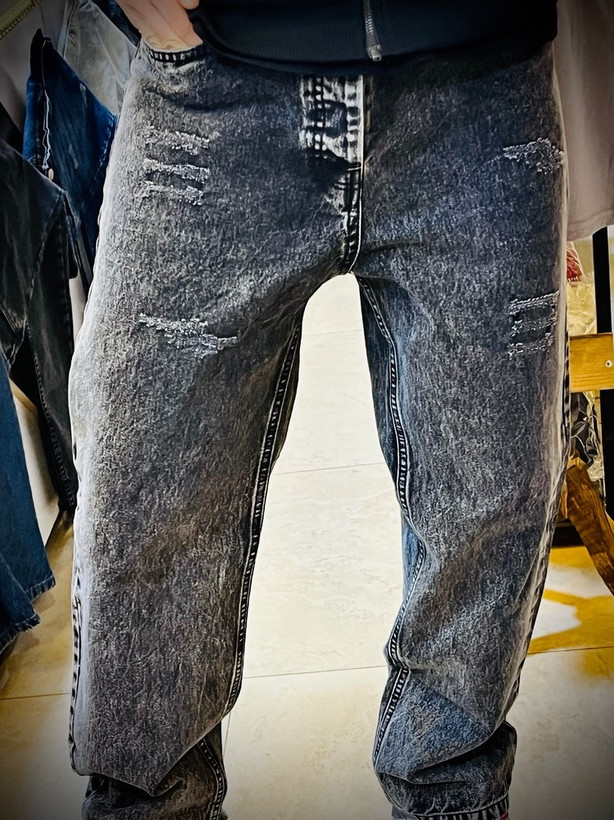 شلوار جین بگ استایل مدل سنگ شست _ ذغالی شست سادهشلوار جین بگ استایل مدل سنگ شست _ ذغالی شست ساده