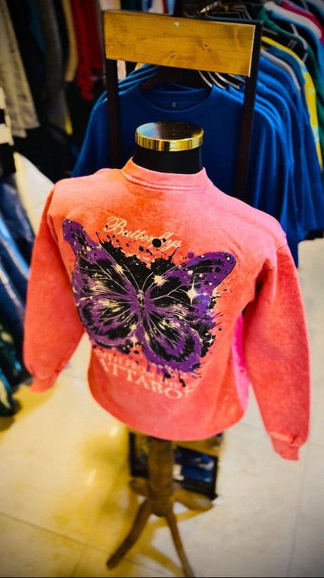 دورس تمام پنبه سه نخ داخل کرکی مدل سنگشور پروانه _ صورتی