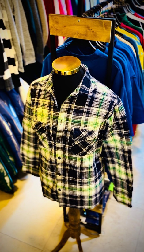 پیراهن پشمی تمام پنبه گرم بالا مدل چهارخونه _ سرمه ای سبز