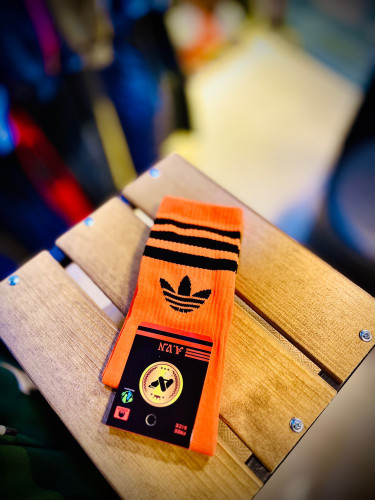 جوراب ساق بلند اسپرت نانو طرح دار _ آدیداس نارنجی