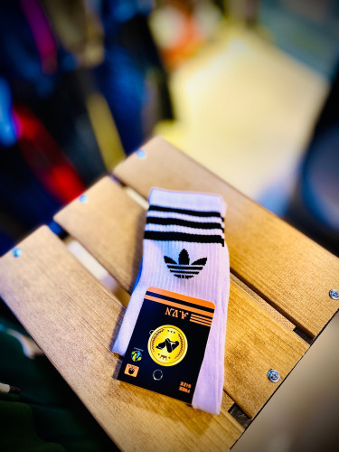 جوراب ساق بلند اسپرت نانو طرح دار _ آدیداس سفید