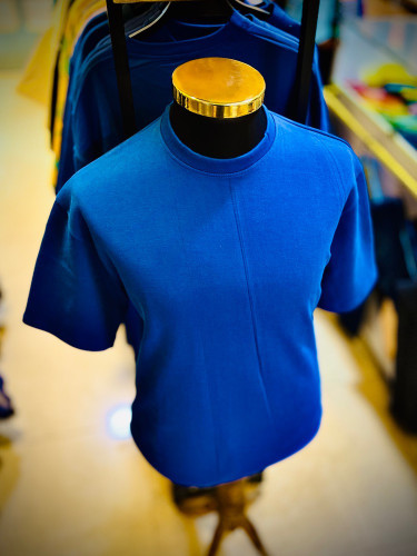 تیشرت باکسی دو رو پنبه گرم بالا _ سرمه ای