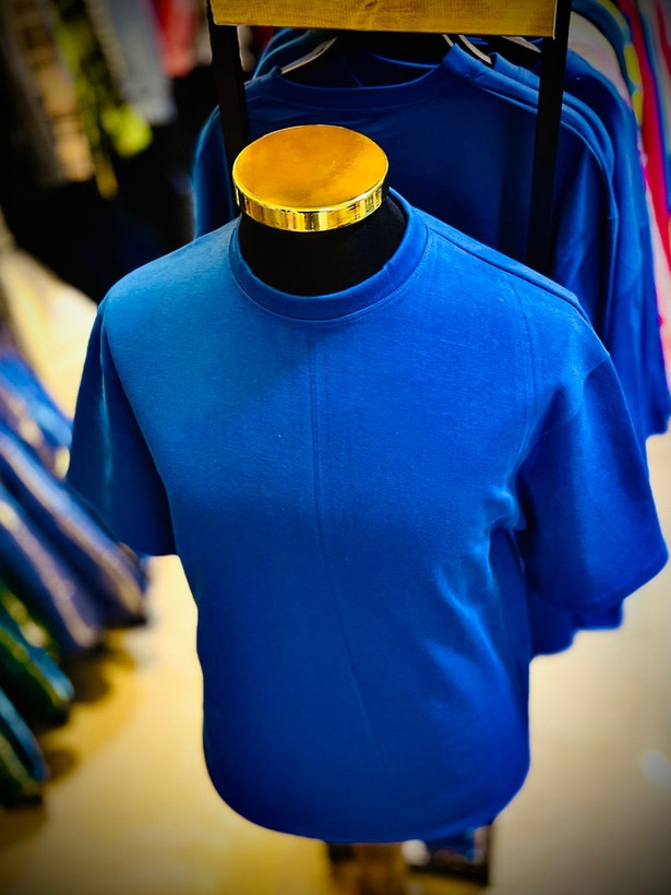 تیشرت باکسی دو رو پنبه گرم بالا _ سرمه ای