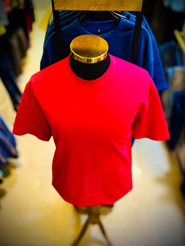 تیشرت باکسی پارچه دورسی دونخ گرم بالا _ صورتی