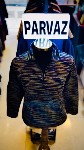 پیراهن بوکله تمام پنبه گرم بالا مدل یقه نیم زیپ _ سبز سرمه ای