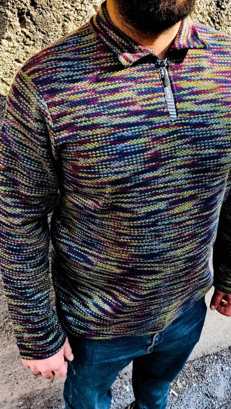 پیراهن بوکله تمام پنبه گرم بالا مدل یقه نیم زیپ _ سبز سرمه ای