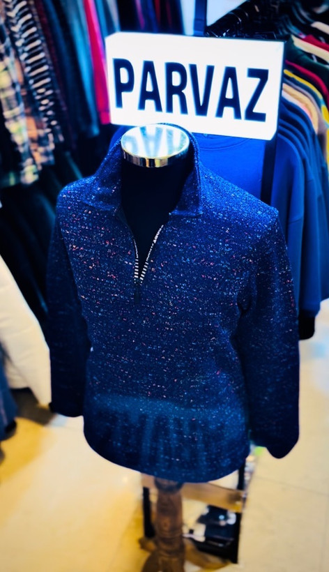 پیراهن بوکله تمام پنبه گرم بالا مدل یقه کوبایی _ آبی