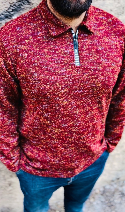 پیراهن بوکله تمام پنبه گرم بالا مدل یقه کوبایی _ قرمز