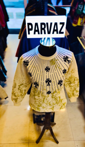 دورس تمام پنبه سه نخ داخل کرکی مدل صلیب _ سفید