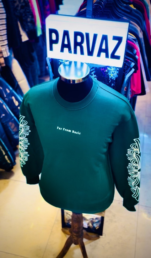 دورس تمام پنبه سه نخ داخل کرکی مردانه مدل آستین طرح دار _ سبز