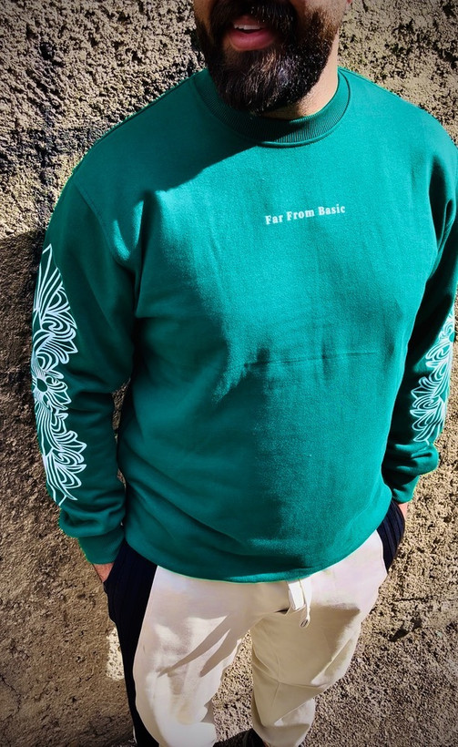 دورس تمام پنبه سه نخ داخل کرکی مردانه مدل آستین طرح دار _ سبز