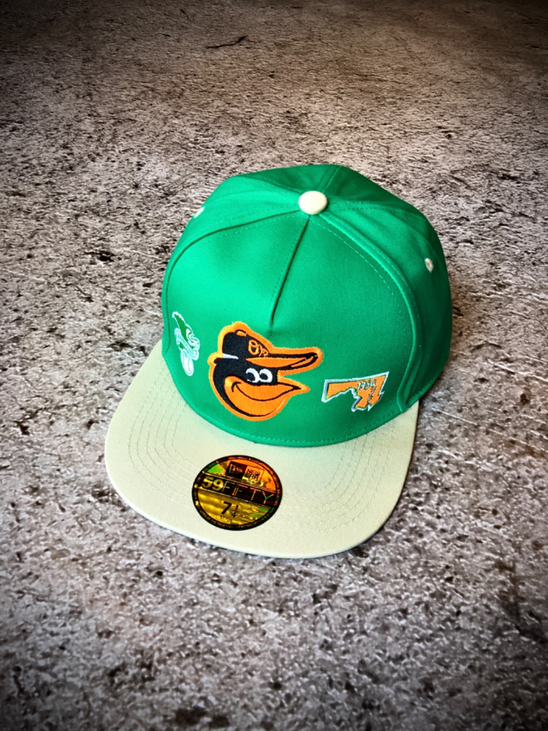 کلاه کپ بک فیت مستر کوالیتی وارداتی FIFTY 59 مدل Baltimore Orioles _ سبز نقاب طوسی