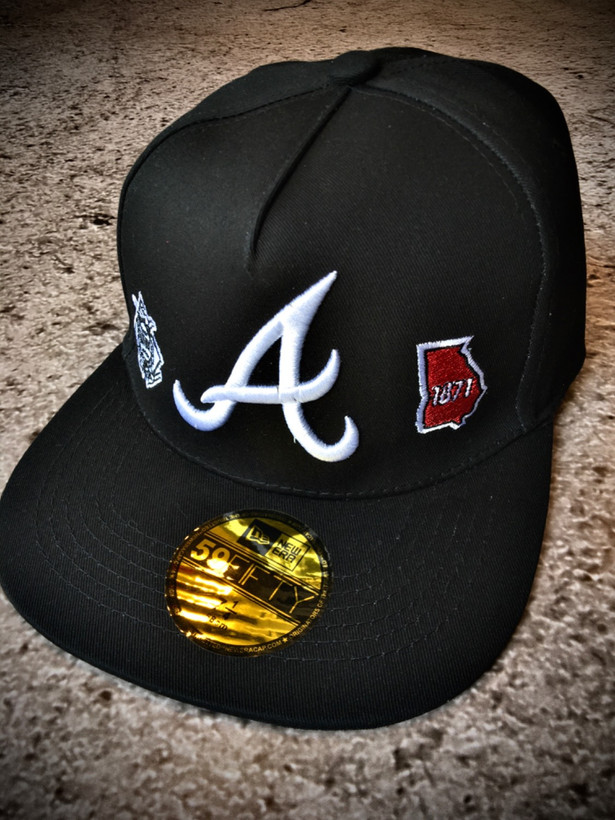 کلاه کپ بک فیت مستر کوالیتی وارداتی FIFTY 59 مدل Atlanta Braves _ تمام مشکی