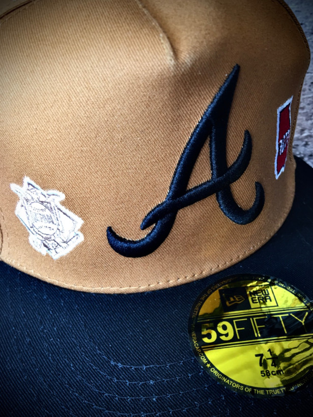 کلاه کپ بک فیت مستر کوالیتی وارداتی FIFTY 59 مدل Atlanta Braves _ قهوه ای نقاب مشکی
