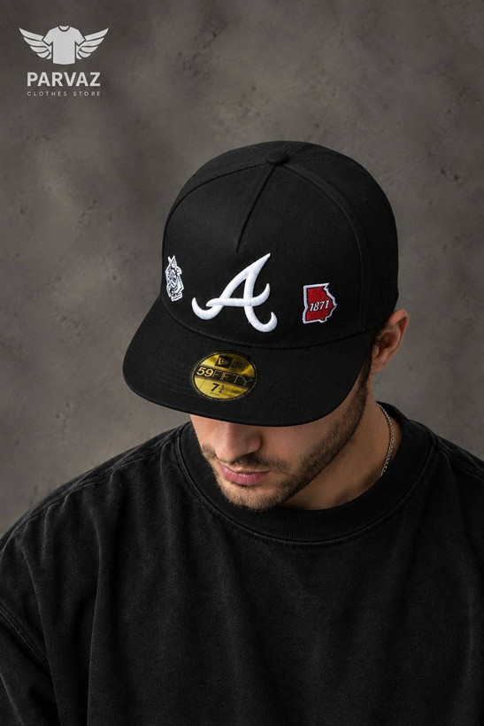 کلاه کپ بک فیت مستر کوالیتی وارداتی FIFTY 59 مدل Atlanta Braves _ تمام مشکی