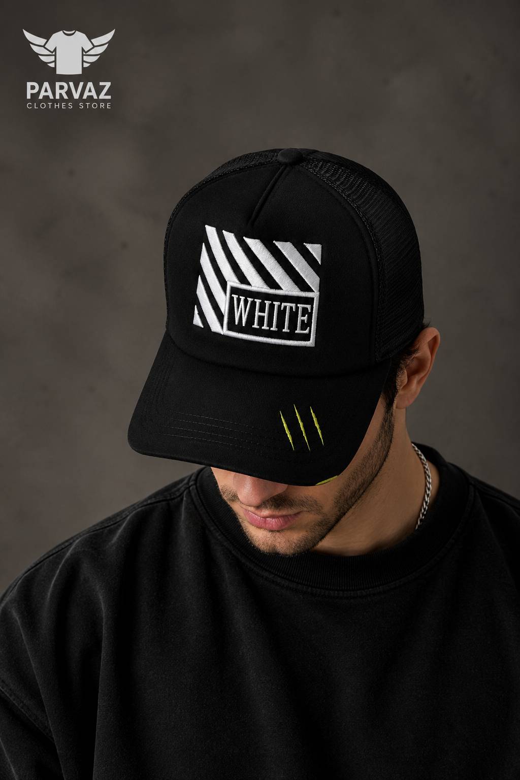 کلاه بیسبالی وارداتی مدل آیسانی WHITE _ تمام مشکی