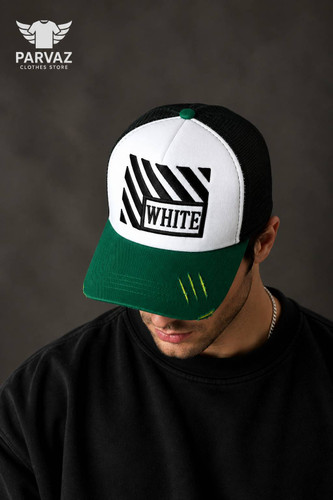 کلاه بیسبالی وارداتی مدل آیسانی WHITE _ سفید نقاب سبز