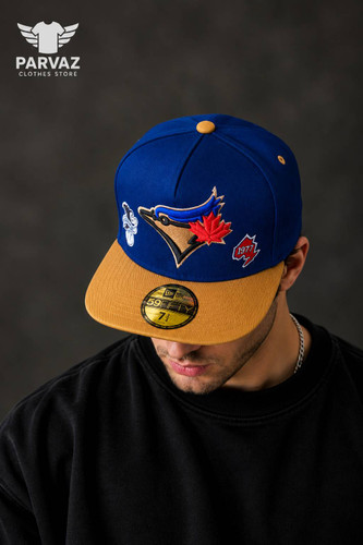 کلاه کپ بک فیت مستر کوالیتی وارداتی FIFTY 59 مدل Toronto Blue Jays _ سرمه ای نقاب قهوه ای