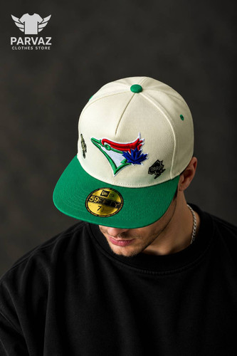 کلاه کپ بک فیت مستر کوالیتی وارداتی FIFTY 59 مدل Toronto Blue Jays _ کرم نقاب سبز