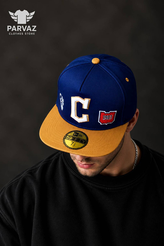 کلاه کپ بک فیت مستر کوالیتی وارداتی FIFTY 59 مدل Chicago Cubs _ سرمه ای نقاب قهوه ای